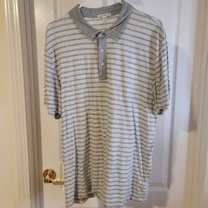 James Perse Gray Striped Polo Shirt
